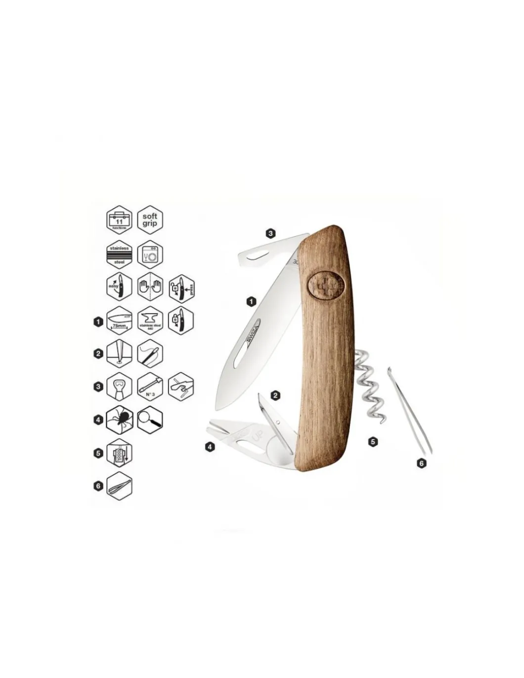 Coltello Multiuso Swiza TT03 Tick Toll Wood Walnut