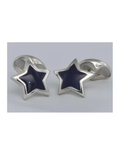 Deakin & Francis - Gemello a forma di Stella in Argento e lacca Viola - Coltelleria Lorenzi Milano