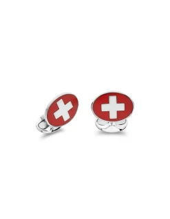Gemelli da Polso in Argento Bandiera Svizzera