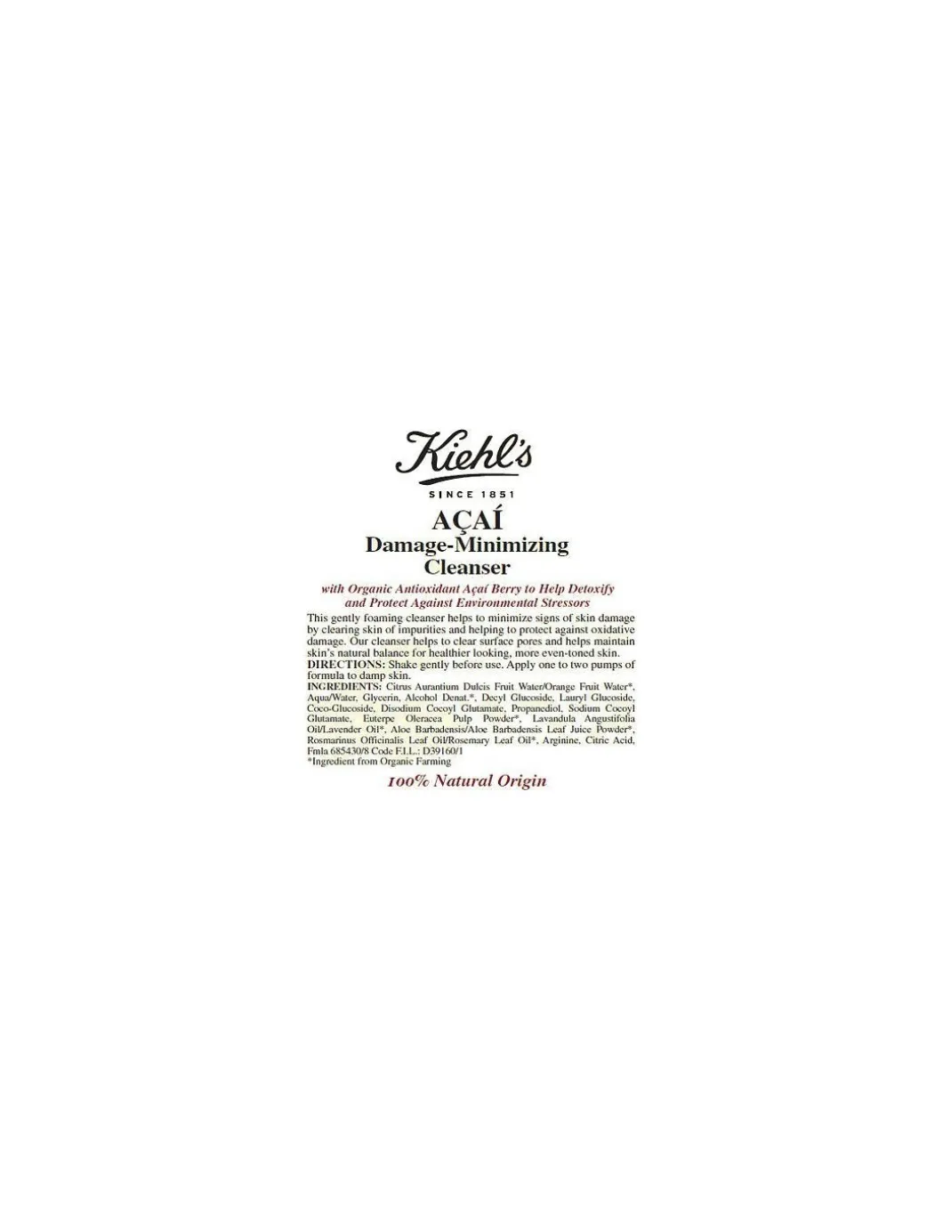 Kiehl's - Açaí Damage-Minimizing Cleanser 150ml - Coltelleria Lorenzi Milano