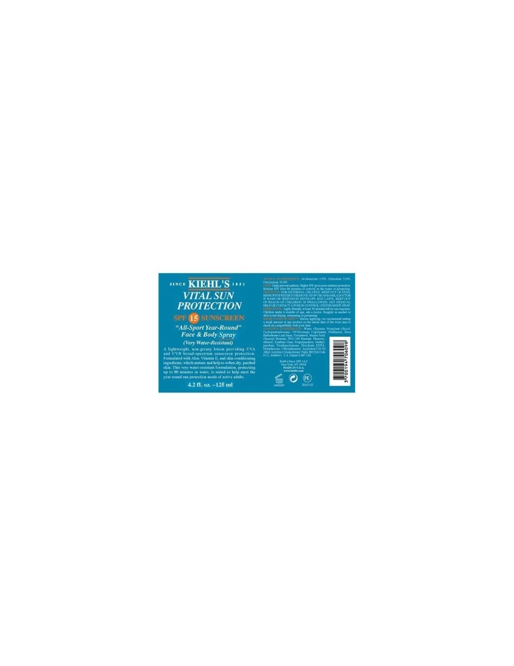 Kiehl's - Vital Sun Protection SPF 15 Spray 125ml - Coltelleria Lorenzi Milano