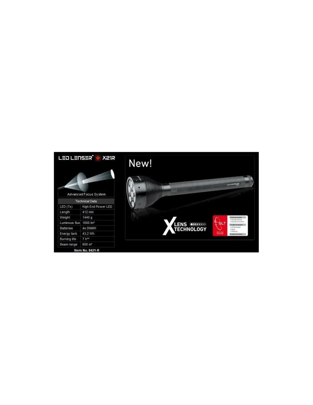 Led Lenser - Torcia Led X21R Ricaricabile 1600 Lumens - Coltelleria Lorenzi Milano
