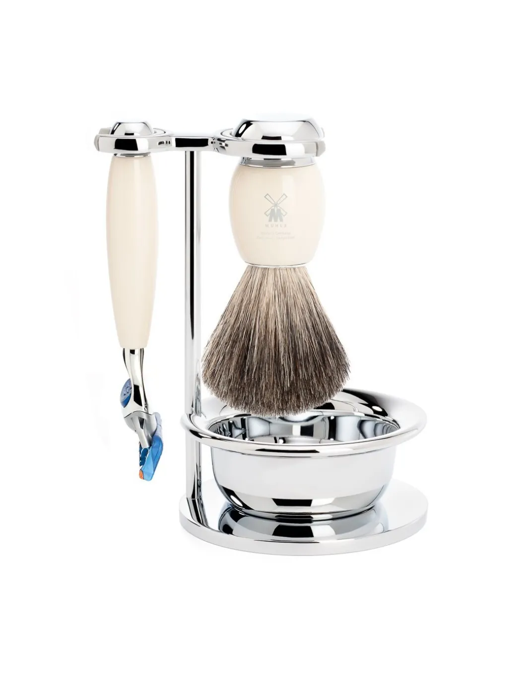 Mühle - Set da Barba Rasoio Fusion con Ciotola Avorio - Coltelleria Lorenzi Milano